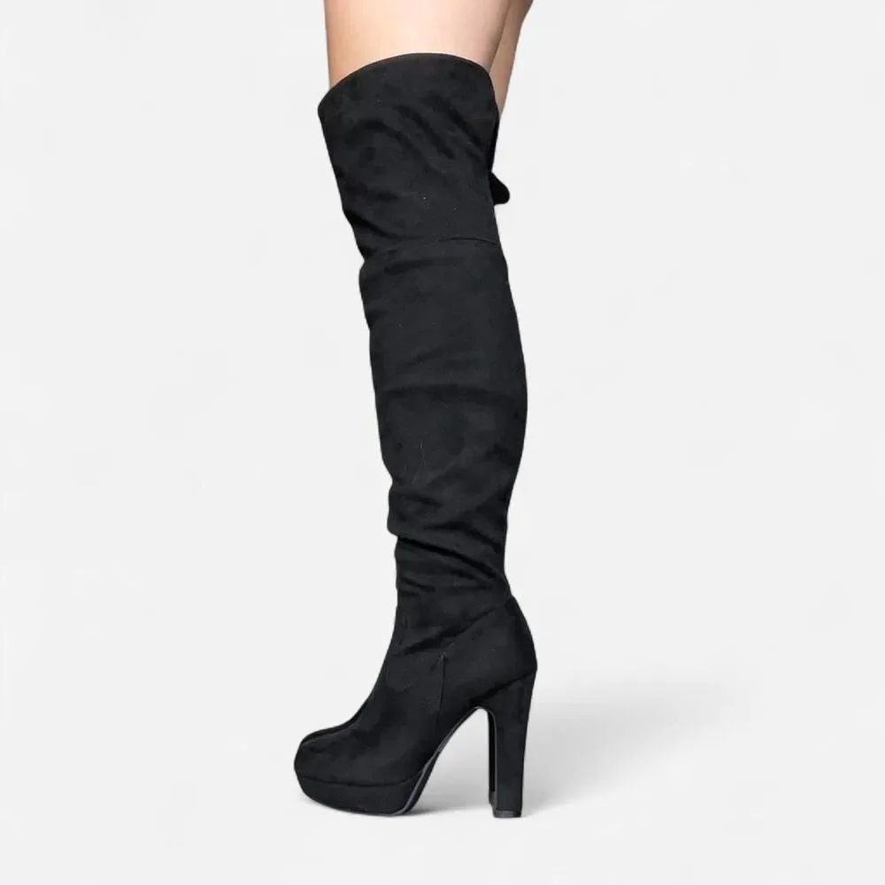 Suede-Style Platform Over the Knee‎ Boots